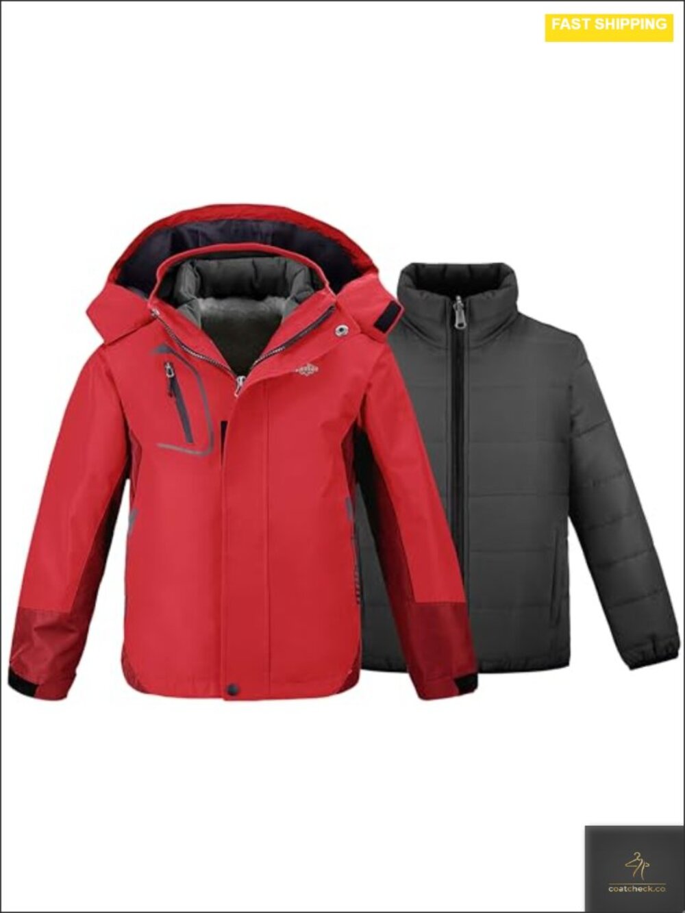 Boys 3-in-1 Ski Jacket Fleece-Lined Waterproof Winter Coat